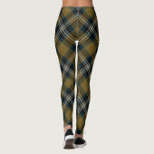 Gold Blue Raute Tartan Kariertes Muster Leggings (Rückseite)
