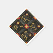 Gold Blue Red Safari World Map Afrikanische Tiere Serviette (Ecke)