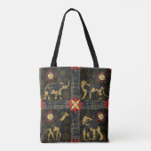 Gold Blue Red Safari World Map Afrikanische Tiere Tasche (Rückseite)