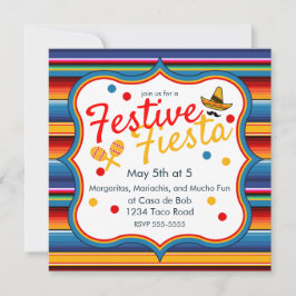 Gold Blue Red Sarape Cinco de Mayo Einladung