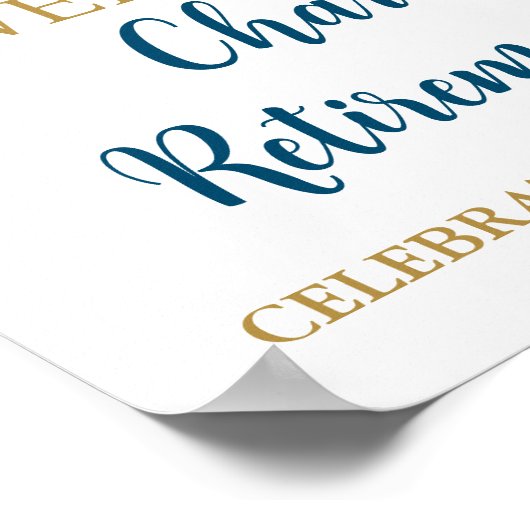 Gold Blue Retirement Party Custom 12x18 Foto Poster (Ecke)