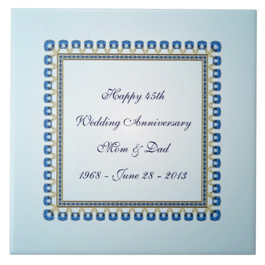 Gold Blue Saphir 45. Hochzeitstag Fliese (Vorderseite)