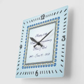 Gold Blue Saphir 45. Hochzeitstag Quadratische Wanduhr (Winkel)