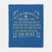 Gold Blue Sessing Numbers Scripting Gebet Fleecedecke (Vorderseite)