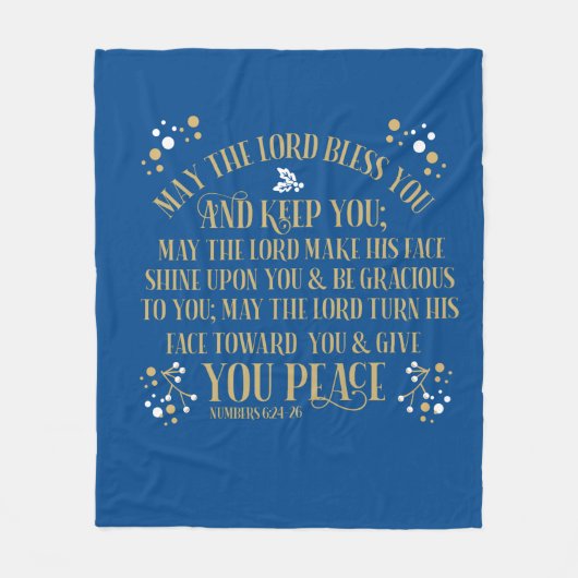 Gold Blue Sessing Numbers Scripting Gebet Fleecedecke (Vorderseite)