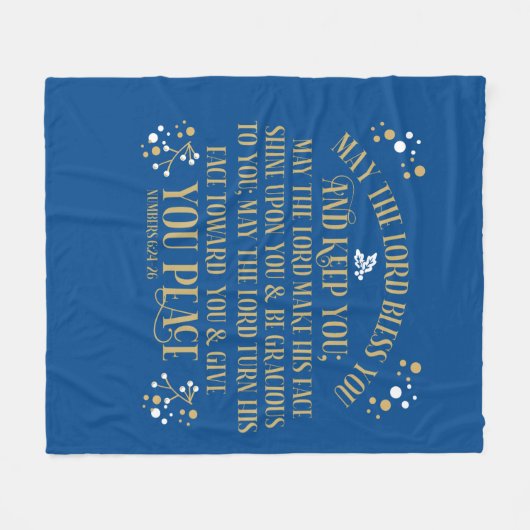 Gold Blue Sessing Numbers Scripting Gebet Fleecedecke (Vorderseite (Horizontal))