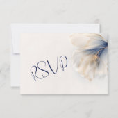 Gold Blue Smokey Flower Wedding RSVP Karte (Rückseite)