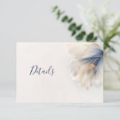 Gold Blue Smoky Dreamy Flower Wedding Begleitkarte (Stehend Vorderseite)