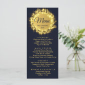 Gold Blue Sparkor Weihnachtsfest Abendessen Menükarte (Stehend Vorderseite)