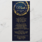 Gold Blue Sparkor Weihnachtsfest Abendessen Menükarte (Vorderseite)