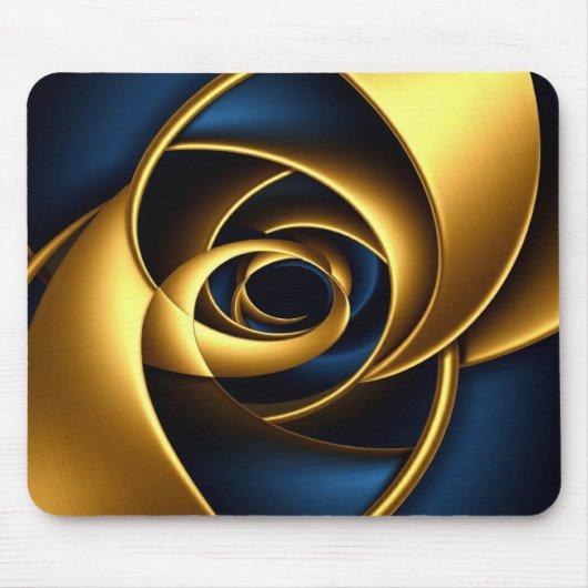 gold blue spiral abstract vortex pattern luxury ge mousepad (Vorne)