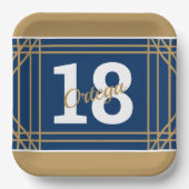 Gold & Blue Sports Themenpapiertafel Pappteller (Vorderseite)