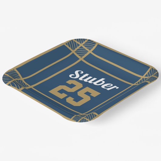 Gold & Blue Sports Themenpapiertafel Pappteller (Gewinkelt)