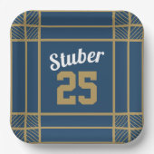 Gold & Blue Sports Themenpapiertafel Pappteller (Vorderseite)