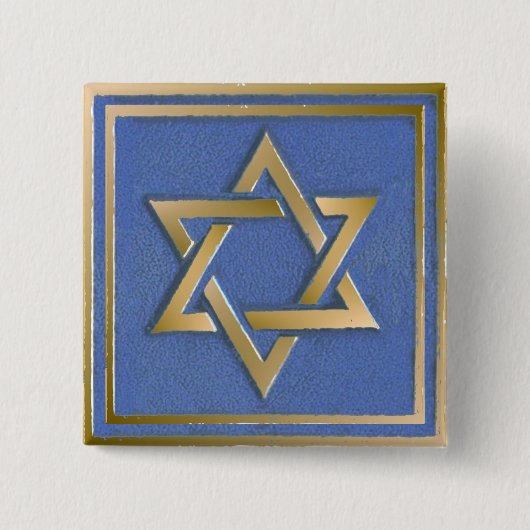 Gold Blue Star von David Art Panel Button (Vorderseite)
