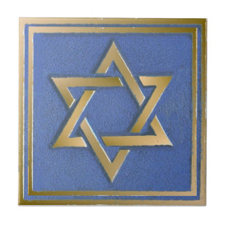 Gold Blue Star von David Art Panel Fliese