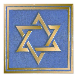 Gold Blue Star von David Art Panel Fotodruck