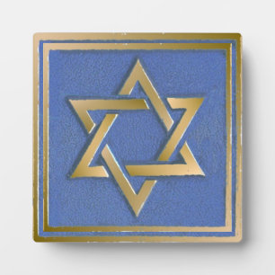 Gold Blue Star von David Art Panel Fotoplatte