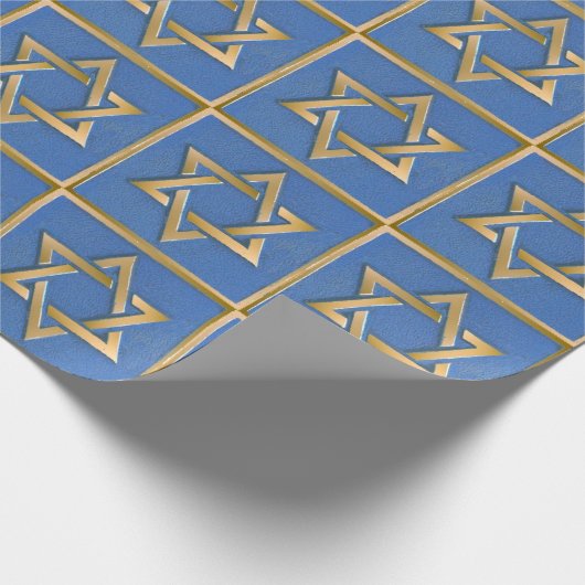 Gold Blue Star von David Art Panel Geschenkpapier (Ecke)