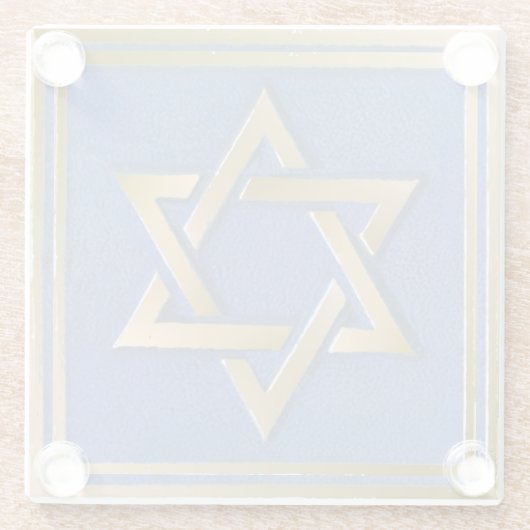 Gold Blue Star von David Art Panel Glasuntersetzer (Rückseite)