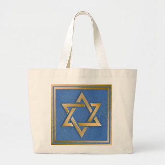 Gold Blue Star von David Art Panel Jumbo Stoffbeutel
