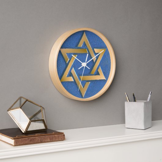 Gold Blue Star von David Art Panel Krawatte oder L Uhr (Büro)