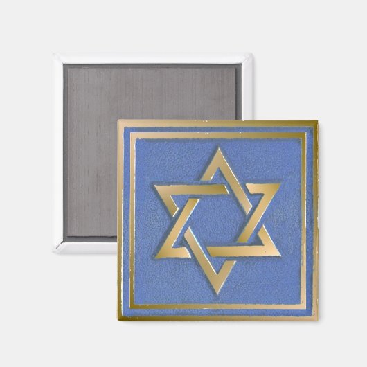 Gold Blue Star von David Art Panel Magnet (Vorderseite/Rückseite)
