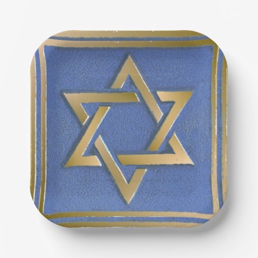 Gold Blue Star von David Art Panel Pappteller (Vorderseite)