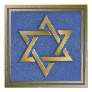 Gold Blue Star von David Art Panel Poster