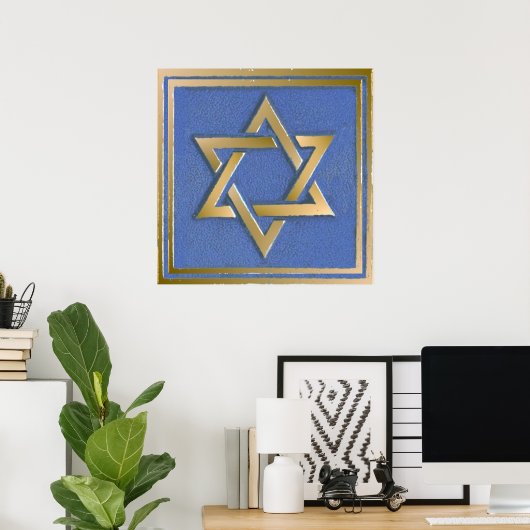 Gold Blue Star von David Art Panel Poster (Heimbüro)