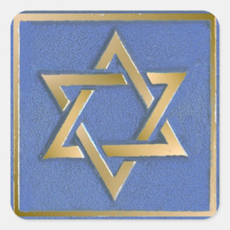 Gold Blue Star von David Art Panel Quadratischer Aufkleber