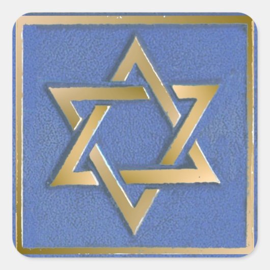 Gold Blue Star von David Art Panel Quadratischer Aufkleber (Vorderseite)