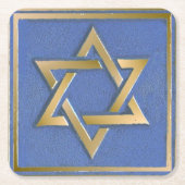Gold Blue Star von David Art Panel Rechteckiger Pappuntersetzer (Vorderseite)