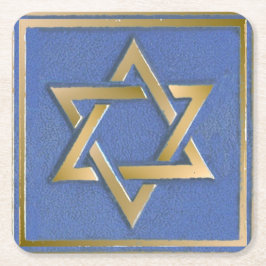 Gold Blue Star von David Art Panel Rechteckiger Pappuntersetzer