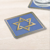 Gold Blue Star von David Art Panel Rechteckiger Pappuntersetzer (angewinkelt)