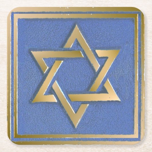 Gold Blue Star von David Art Panel Rechteckiger Pappuntersetzer (Vorderseite)