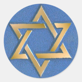 Gold Blue Star von David Art Panel Runder Aufkleber