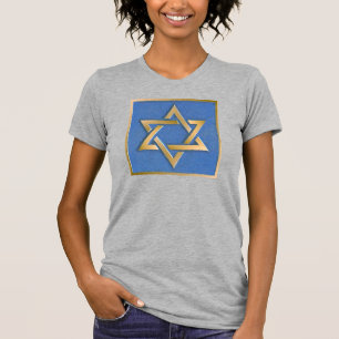 Gold Blue Star von David Art Panel T - Shirt