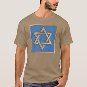 Gold Blue Star von David Art Panel T - Shirt