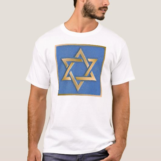 Gold Blue Star von David Art Panel T - Shirt (Vorderseite)