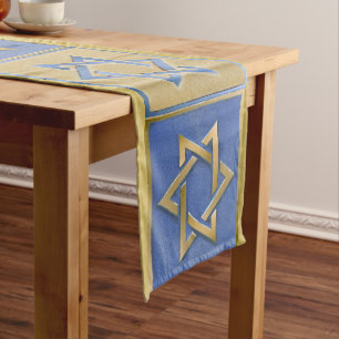 Gold Blue Star von David Art Panel Tischläufer