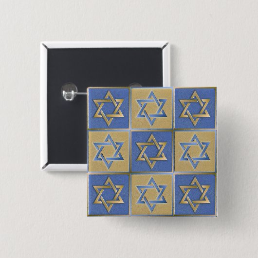 Gold Blue Star von David Art Panels Button (Vorne & Hinten)