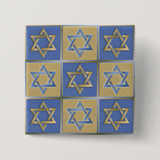 Gold Blue Star von David Art Panels Button