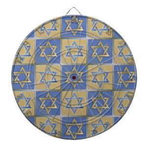 Gold Blue Star von David Art Panels Dartscheibe