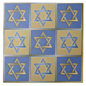 Gold Blue Star von David Art Panels Fliese (Vorderseite)