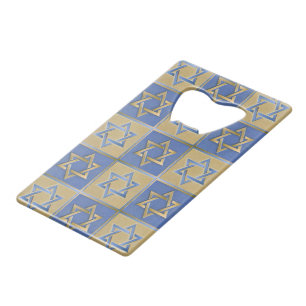 Gold Blue Star von David Art Panels Geldbeutel Flaschenöffner
