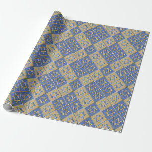 Gold Blue Star von David Art Panels Geschenkpapier