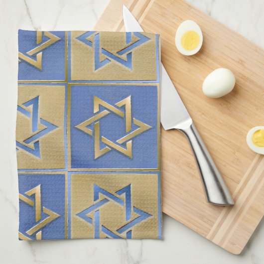 Gold Blue Star von David Art Panels Geschirrtuch (Viertel Falte)