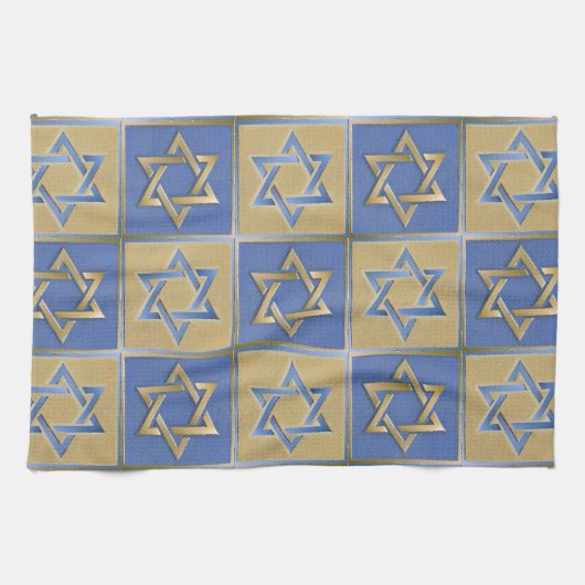 Gold Blue Star von David Art Panels Geschirrtuch (Horizontal)