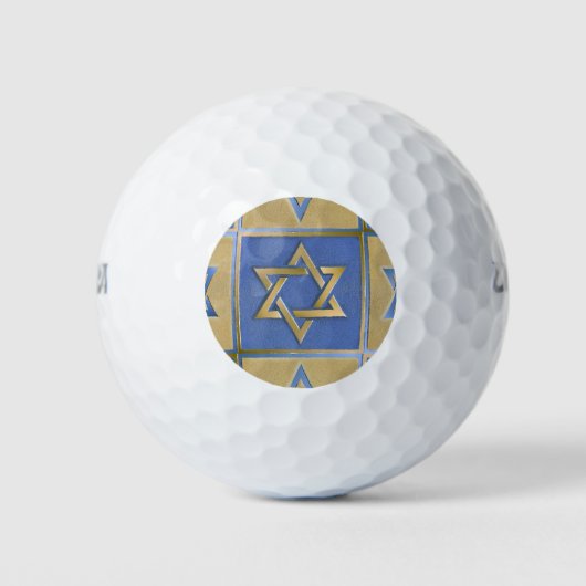 Gold Blue Star von David Art Panels Golfball (Vorderseite)